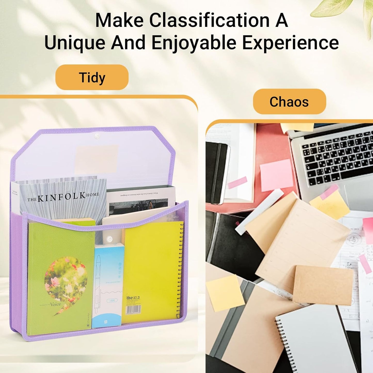 Plastic Expanding File Folder, Clear Envelopes Fit Letter & A4 Size, Folders for Documents with Snap Closure, No Dividers, Large Capacity (6, Mixed Colors)