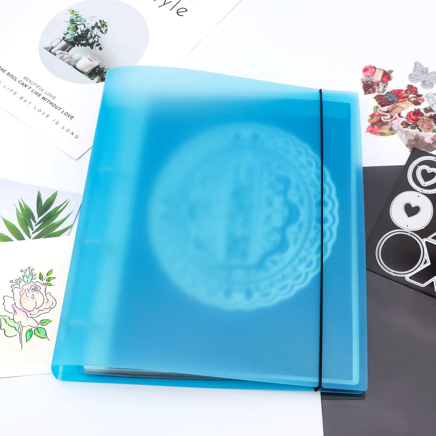A4 4-Holes Round Ring View Binders Plastic Cover, Refillable Notebook Journal Binder File Folder, Loose Leaf Sheet Protector/DIY Scrapbooking/Binder Cover Protector (Purple)
