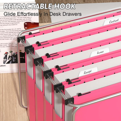 Plastic Extra Capacity Hanging File Folder Letter Size,12 Pack Reinforced Expandable Hanging Folders,Heavy Duty 2 Inch Expansion,Adjustable Tabs,Hanging Organizer Designed for Bulky Files(Gray)