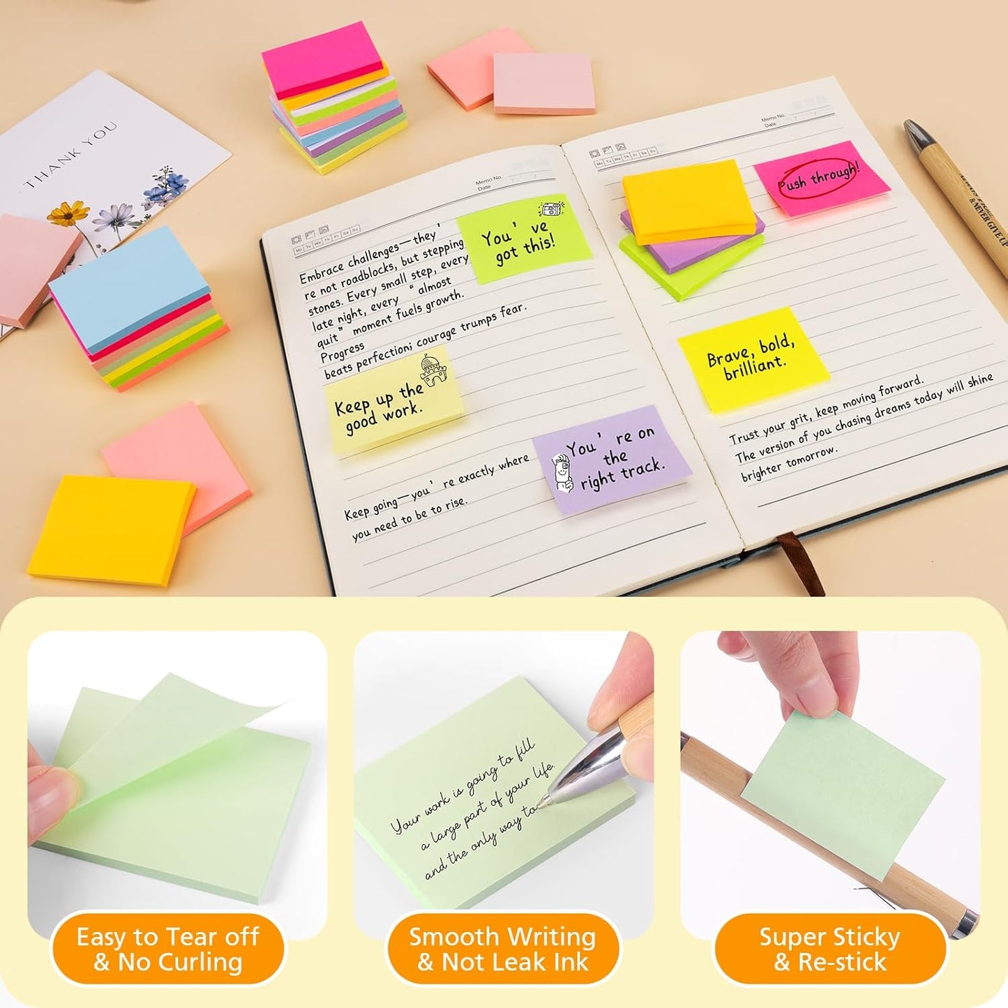 (60 Pack) Sticky Notes 1.5x2 Inches, 12 Bright Colors Self-Stick Note Pads Premium Mini Sticky Notes, Bulk Sticky Notes Pads for School, Office, Home