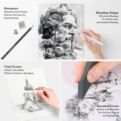 Aenir Sketch Pencils for Drawing, Set of 12 Drawing Pencils for Sketching Medium (6B - 4H), Artist Graphite Pencils, Sketch Set for Artists for Sketching Supplies, Art Supplies.