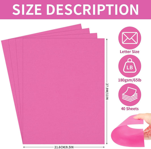Uncle Paul 40 Sheets Mixed 10 Colors Cardstock - 8.5'' x 11'' Double-sided Cover Card Stock 65lb Printer Paper Perfect for Scrapbooking, Crafts, Business Cards 180gsm UAP25MX140