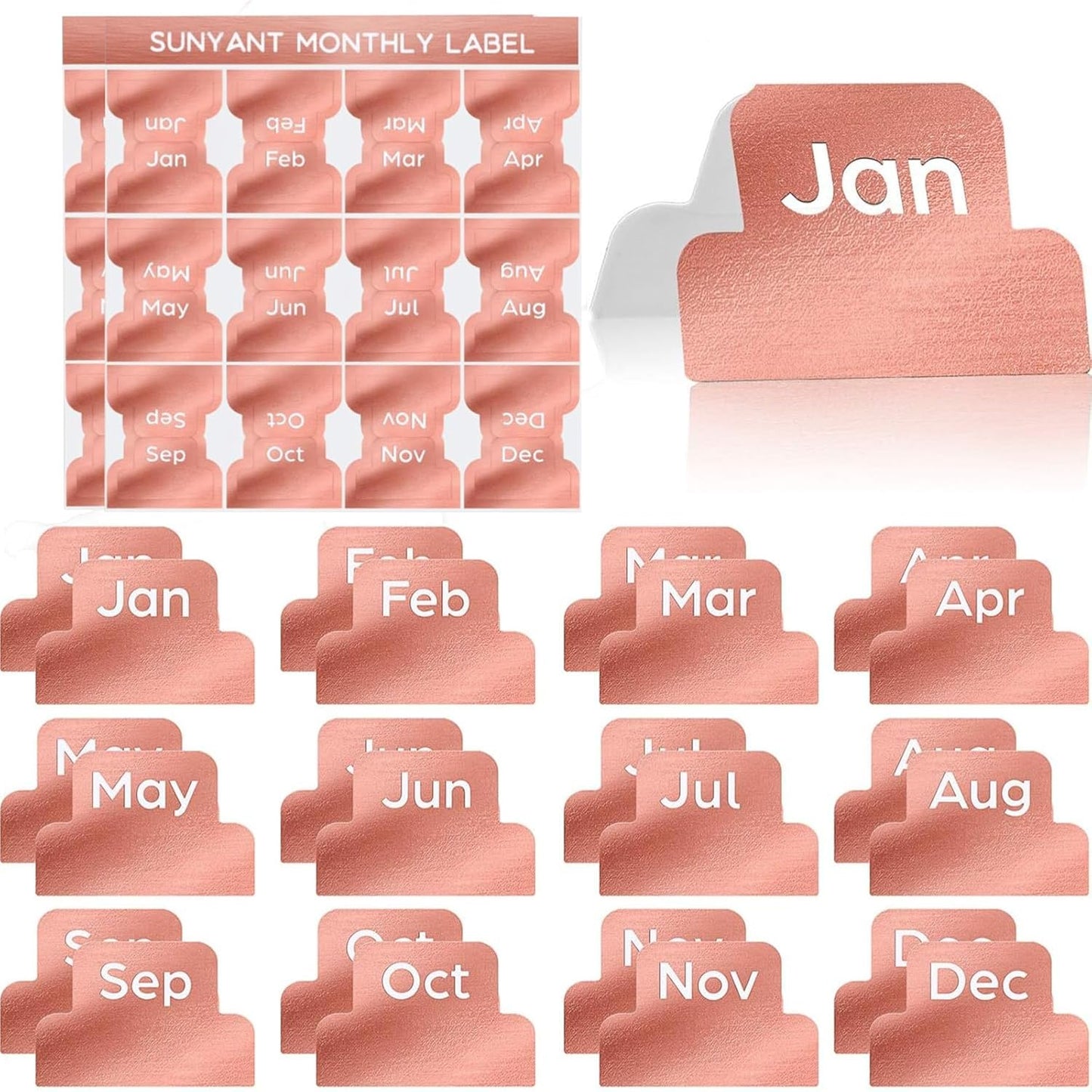 Outus 24 Pieces Monthly Adhesive Tabs for Planner - Designer Accessories Monthly Tabs Stickers Decorative for Office Planners Organizations Sturdy Notebook Planners Journal(Black)