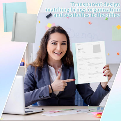 6 PCS Pastel Plastic Report Covers with 3 Prongs Clear Front Presentation Folders 3 Prong Folders for Resume Portfolio Document Report Letter Proposal School Classroom Office Supplies (Pastel)