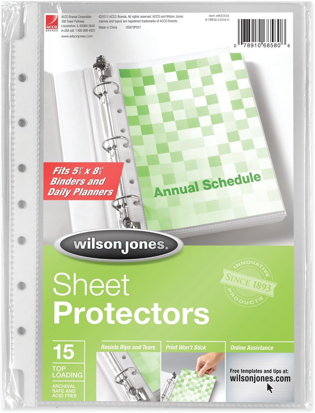 Wilson Jones Top-Loading Mini Sheet Protectors, 5.5 x 8.5 Inches, Clear, 15 Pack (W21516)