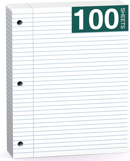 Note Pads 8 X 10.5 Loose Leaf Paper, 120Sheets, 3 Hole Punched Lined Paper, College Ruled 8 X 10.5 Notebooks, 10-1/2" X 8 Binder Writing Pads, Filler Paper For Engineering, Office, School Supplies