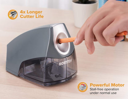 Bostitch Office Electric Pencil Sharpener for Classroom & Desk Use, Heavy-Duty Stall-Free Motor, High-Capacity Shavings Tray, Black