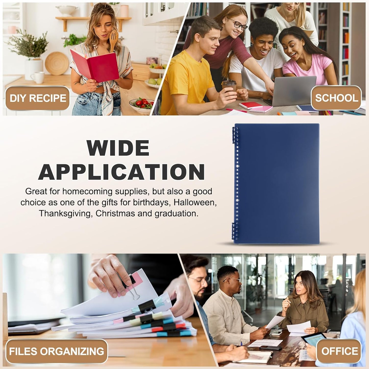 PATIKIL 12 Pack Binding Covers, A5(8.4x5.7 Inch) 22 Mil Plastic Notebook Covers Sheets with Binding Comb for Book Report Presentation, Light Blue