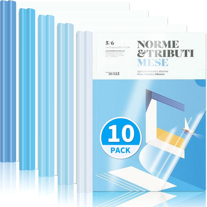 20 Pack, Clear Report Covers with Sliding Bar, 50-Sheet Capacity – Presentation Folders for Letter and A4 Sheets Size, Resume & Document Binders for Office, School, Business (Purple)