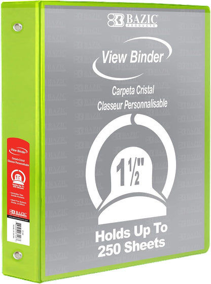 BAZIC Products 3 Ring Binder - Burgundy, Economy View Binder with Clear Overlay Cover and Round Rings, Organizer for School Office Home Use, 1.5-inch Capacity Holds 280 Sheets Paper, 1-Pack