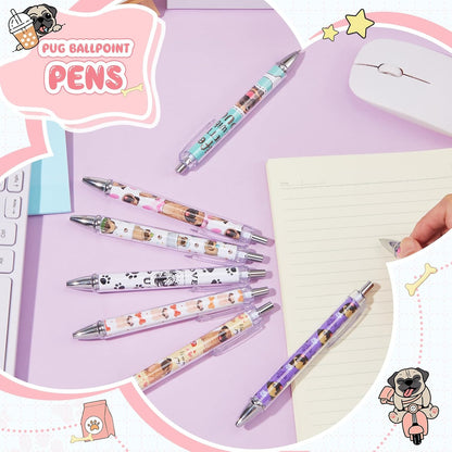 Ireer 8 Pcs Ballpoint Pens for Women 1.00 mm Cute Black Ink Pens Fine Point Smooth Writing for Journaling Aesthetic Office Supplies (Mahjong)