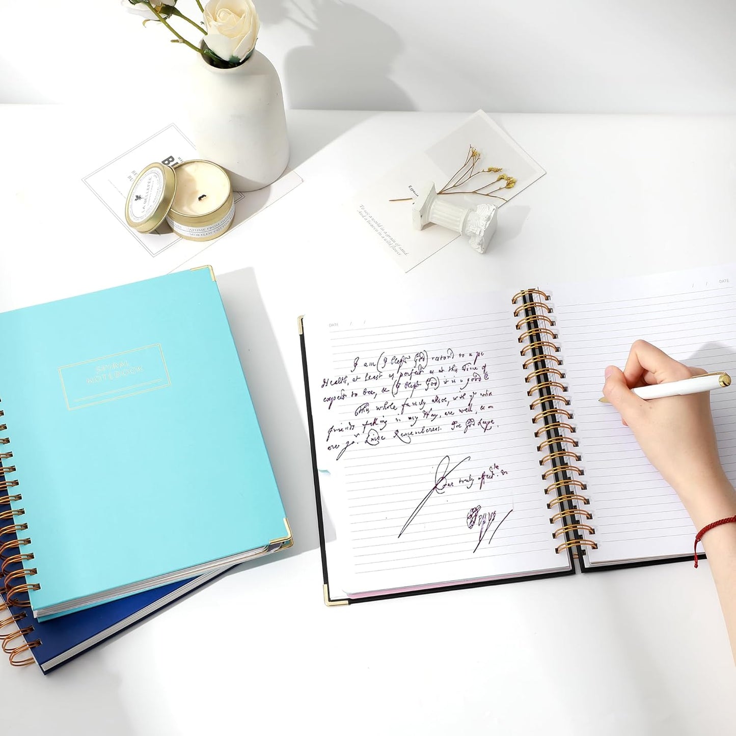 Hardcover Spiral Notebook with Tabs 8"x10" Large Spiral Lined Journals for Women with Dividers 240 Pages College Ruled Composition Notebook 5 Subject Notebook for Work, Back to School, Gifts, Purple