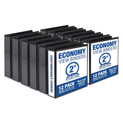 Samsill 3 Inch 3 Ring Binders, Economy Round Ring, Clear View Cover, 550 Sheet Capacity - for School, Home, Office - Black, 4 Pack