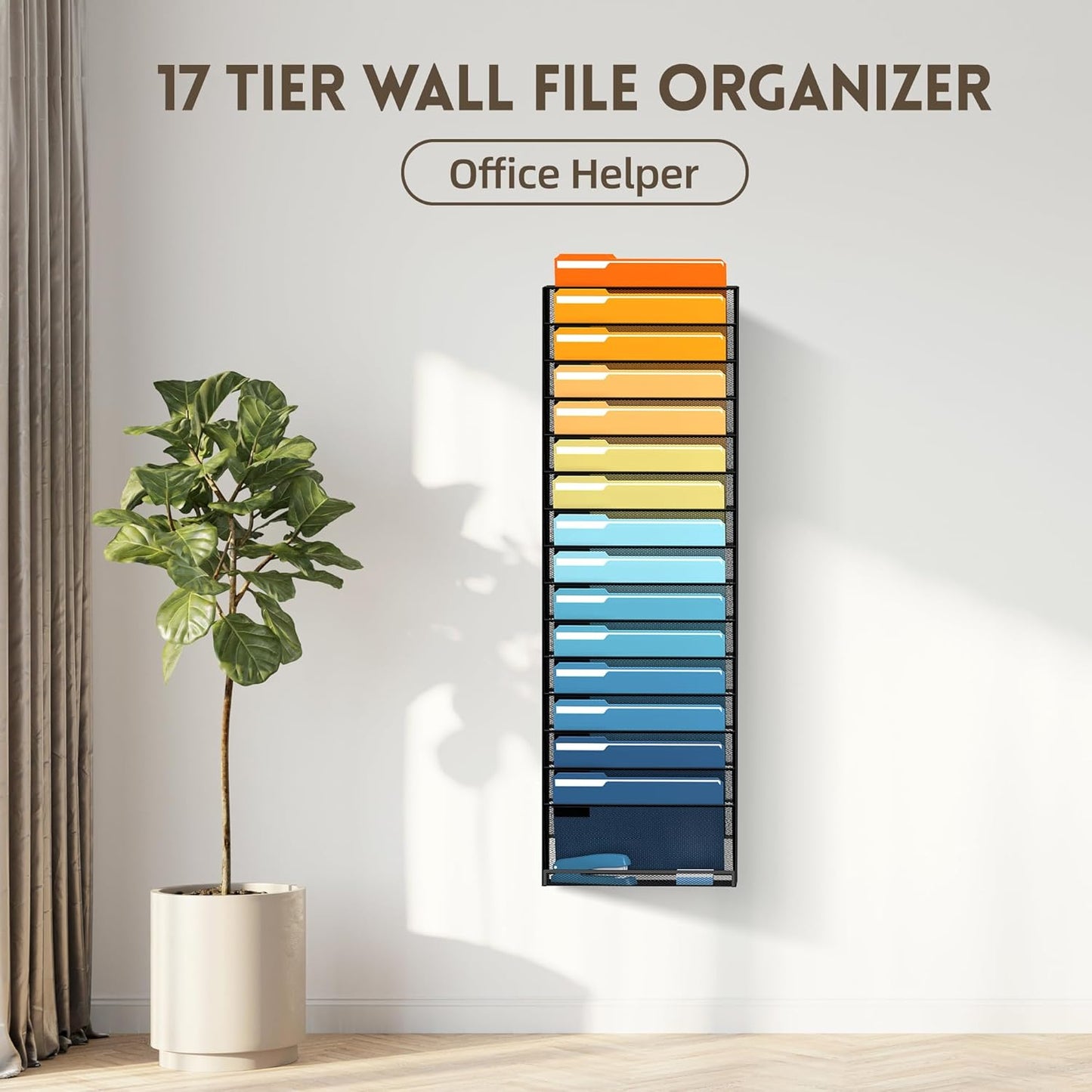 SUPEASY 7-Tier Mesh Wall File Holder, Hanging Wall File Organizer, Office Organization for Papers, Mails, Folders, Files Clipboard Magazine Rack, Black