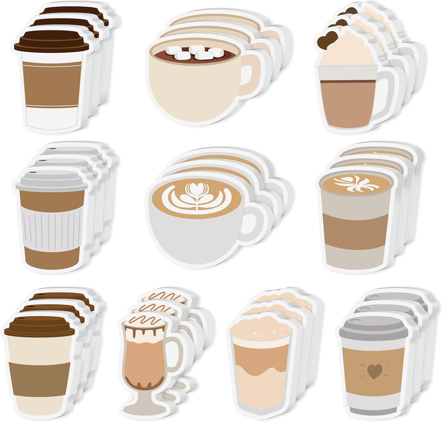 Xqumoi 30 Pack Teacher Sticky Notes - Funny Coffee Cup Self Sticky Notepads Writing Memo Pads for Teacher Appreciation Back to School Office Supplies Coffee Lover Gift Party Favors Goodies Bag Fillers