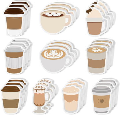 Xqumoi 30 Pack Teacher Sticky Notes - Funny Coffee Cup Self Sticky Notepads Writing Memo Pads for Teacher Appreciation Back to School Office Supplies Coffee Lover Gift Party Favors Goodies Bag Fillers