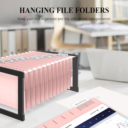 ViVin Hanging File Folders, 1/5-Cut Adjustable Tabs with 24 Per Box, 24 Pack Letter Size Hanging File Folders, Designed for Office Home School Filing Cabinet(Assorted)