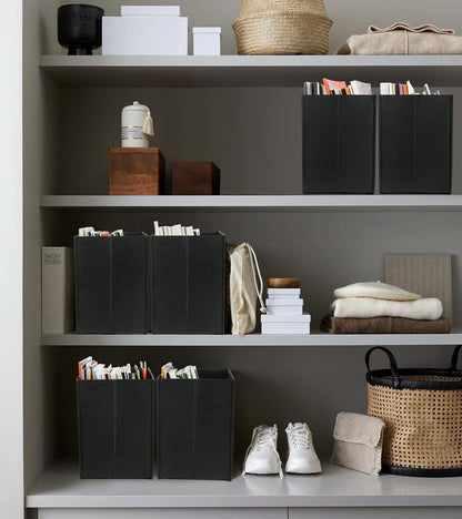HofferRuffer Magazine Basket Holder, Foldable Magazine Rack, Document File Holder Organizer, File Folder, Newspaper Storage Bin Organizer for Home or Office (Brown)