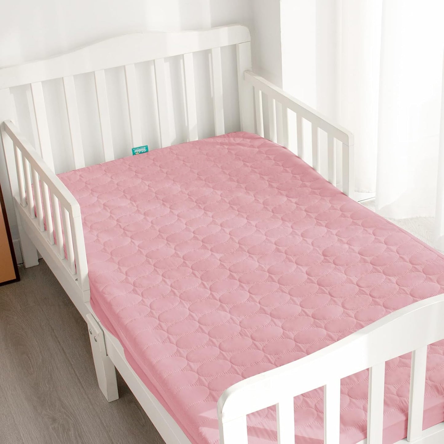 Crib Mattress Protector Sheets Waterproof 2 Pack, Quilted Crib Mattress Pad Cover Fitted Fits for Toddler Bed Mattress, White, 52” x 28”