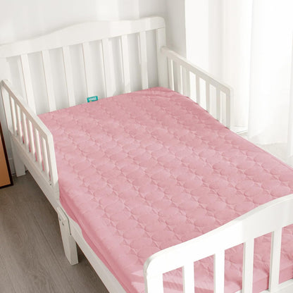 Crib Mattress Protector Sheets Waterproof 2 Pack, Quilted Crib Mattress Pad Cover Fitted Fits for Toddler Bed Mattress, White, 52” x 28”