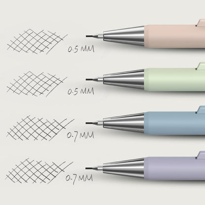 Mr. Pen- Pastel Mechanical Pencil Set with Lead Refills & Erasers, 4 Pack, 2 Sizes, 0.5 & 0.7mm, Fast Click, 6x Tubes HB & 2B Lead Refill, 3x Eraser for School Supplies, Drafting, Drawing & Sketching