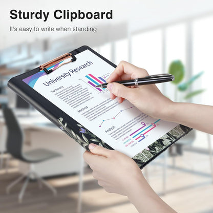 Clipboard Folio Folder Portfolio with Notepad-Pocket Business Card Holder Brown Faux PU Leather Portfolio