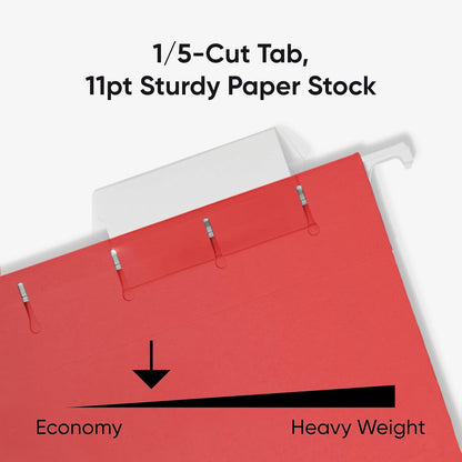 Smead Standard Hanging File Folders, 25 Count, Assorted Primaries, 1/5-Cut Adjustable Tabs, Letter Size (64059)
