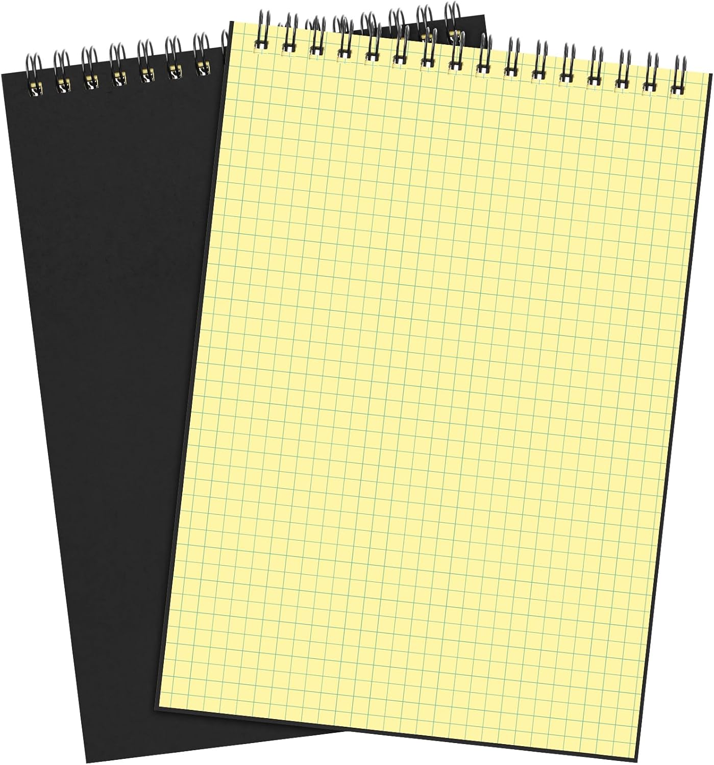 Engrowtic 2 Pack Graph Paper Spiral Notepad A5 Top Wirebound Notepad Grid Notebook Steno Pads Memo Notebook Grid Paper 140 Pages for Writing Sketching Drawing Office Supplies (Black)