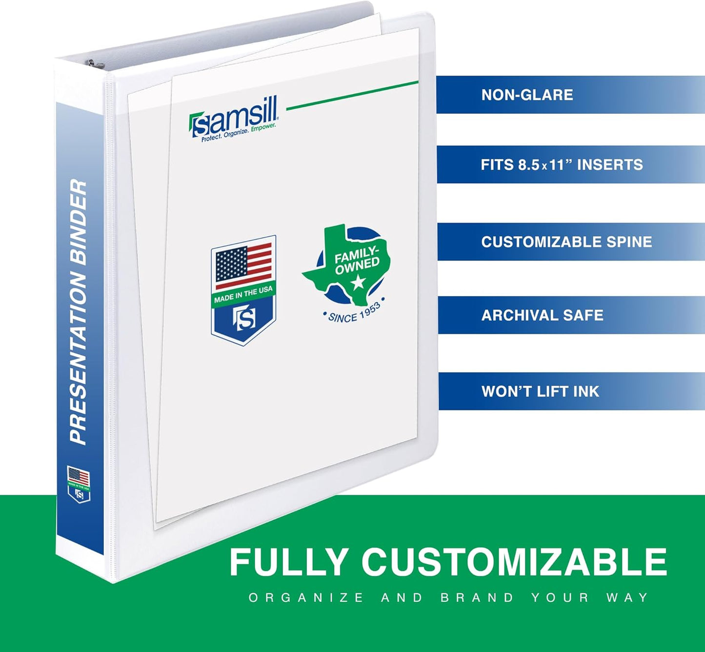 Samsill 1.5 Inch 3 Ring Binders, Economy Round Ring, Clear View Cover, 325 Sheet Capacity - for School, Home, Office - White, 4 Pack