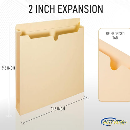 Manila File Jackets, Flat-No Expansion, Letter Size, Reinforced Straight-Cut Tab, 10 Pack