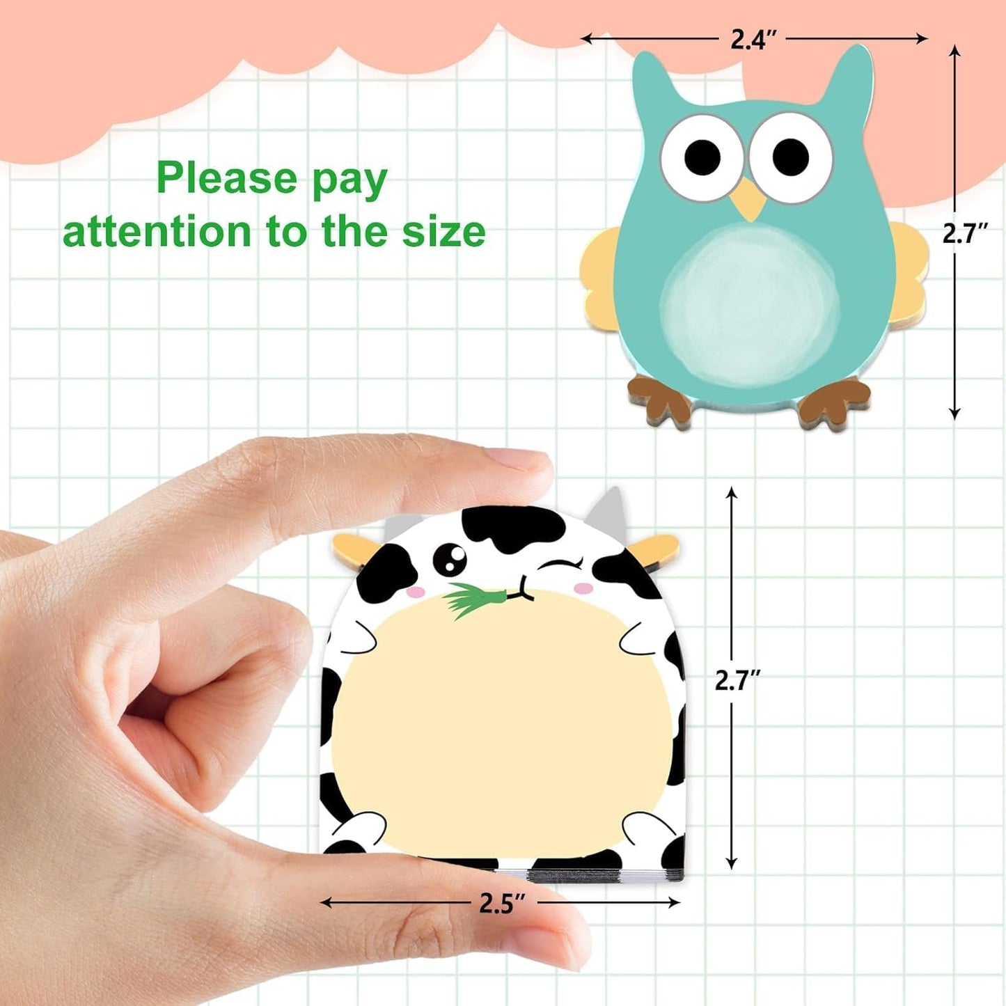 Fancy Land 24 Pads Cute Sticky Notes Animal Sticky Notes for Teachers Classrooms 720 Sheets Memo Pads Page Markers Flags Teacher Appreciation Nurse End of Year Graduation Gift Home Office Supplies
