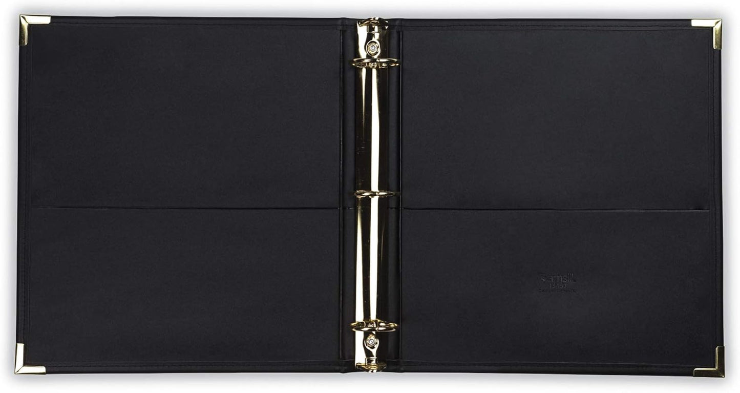 Samsill Classic Collection Leather 3 Ring Binder, Executive Presentation Portfolio, 0.5 Inch (Holds 100 Sheets), Brass Round Ring, Burgundy