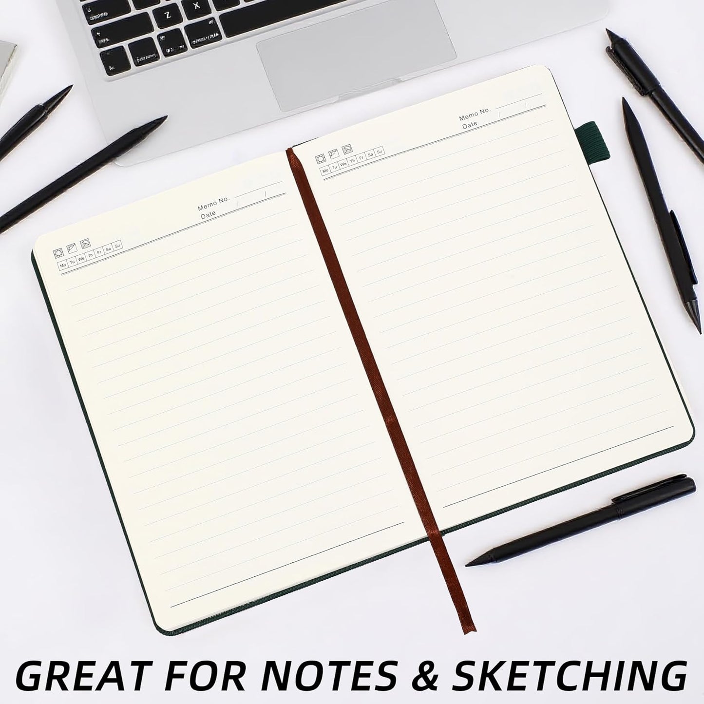 BOBO RABBIT Lined Journal Notebook for Work 100 GSM Thick Paper 300 Pages College Ruled A5 Notebook Hardcover Leather Journal for Writing School Office, 5.63"x8.43"