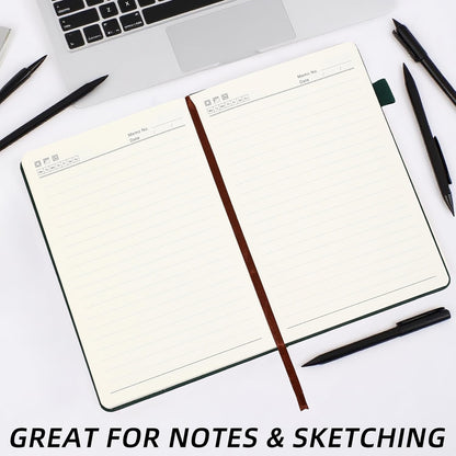 BOBO RABBIT Lined Journal Notebook for Work 100 GSM Thick Paper 300 Pages College Ruled A5 Notebook Hardcover Leather Journal for Writing School Office, 5.63"x8.43"