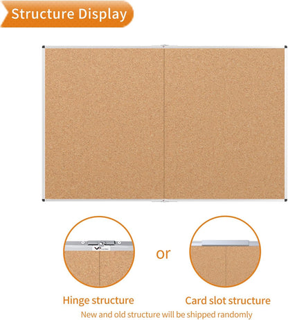 VIZ-PRO Cork Notice Board Bulletin Board, 96 X 48 Inches, Pack of 2, Silver Aluminium Frame