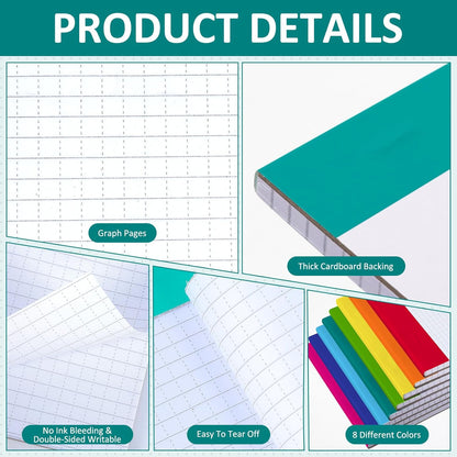 Jetec 8 Pack Dot Grid Notepad 5x8 Graph Paper Pad 50 Sheets Legal Pad Quad Ruled Notepad for Drawing Journaling Sketching Planner School College Office Engineers (Dot Line)