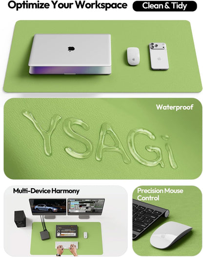 YSAGi Leather Office Desk Pad Protector, Large Mouse Pad, Non-Slip, PU Leather, Laptop Desk Blotter, Waterproof Writing Pad for Office and Home, Black, 23.6" x 13.8" - Colors A