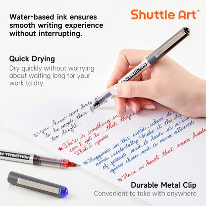 Shuttle Art RollerBall Pens, 25 Pack Black Fine Point Roller Ball Pens, 0.5mm Liquid Ink Pens for Writing Journaling Taking Notes School Office