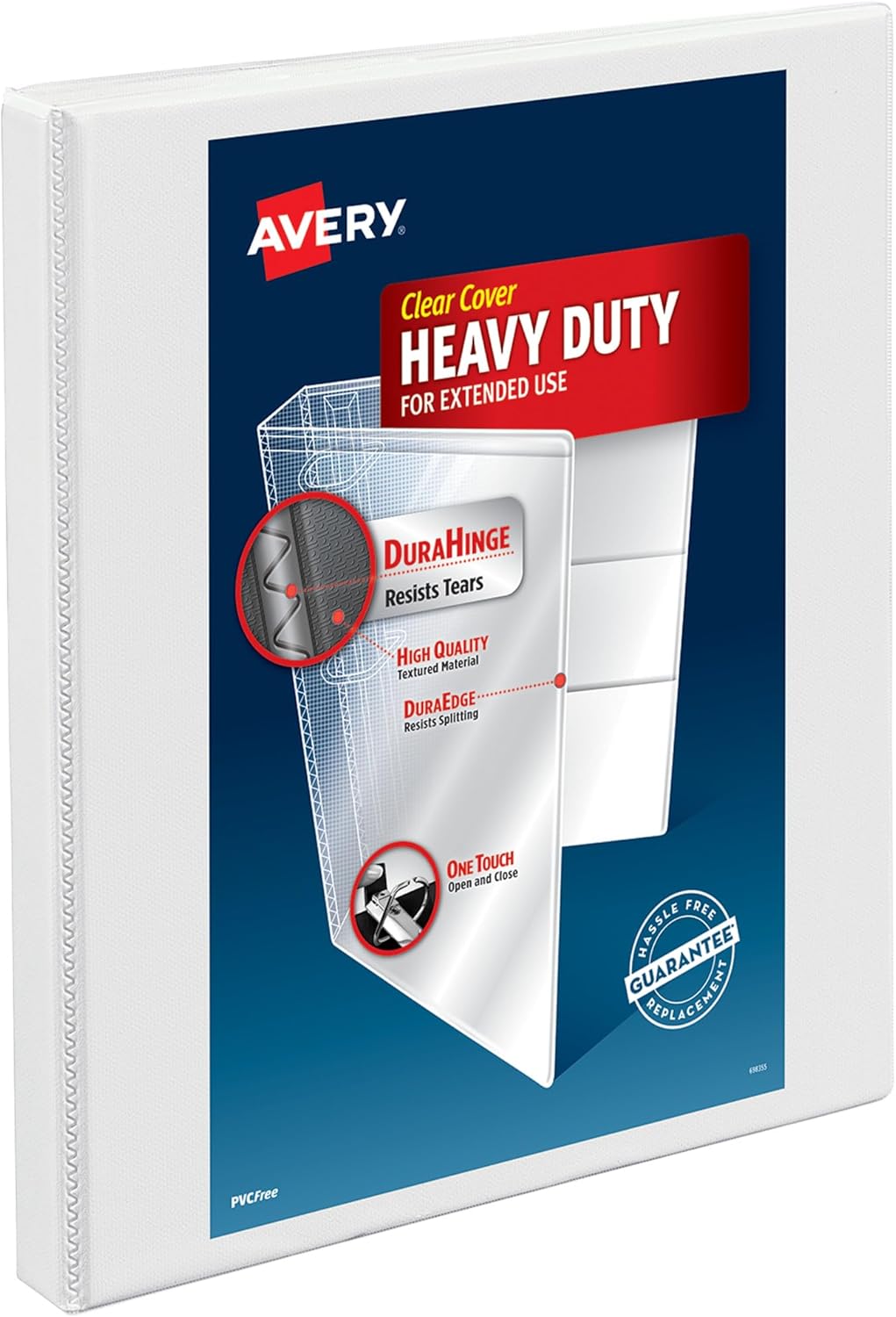 Avery Heavy-Duty Nonstick View 3 Ring Binder, 1/2 inch Slant Rings, 135-Sheet Capacity, Black (05233)