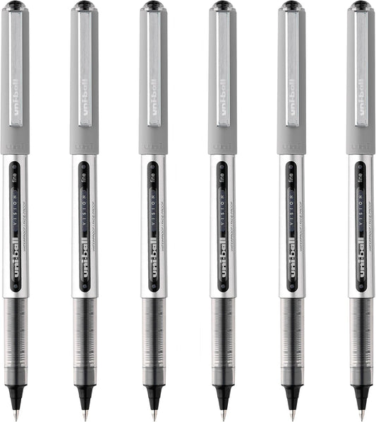 uniball Vision Rollerball Pen, Fine Point (0.7mm), Red Ink, 6 Pens