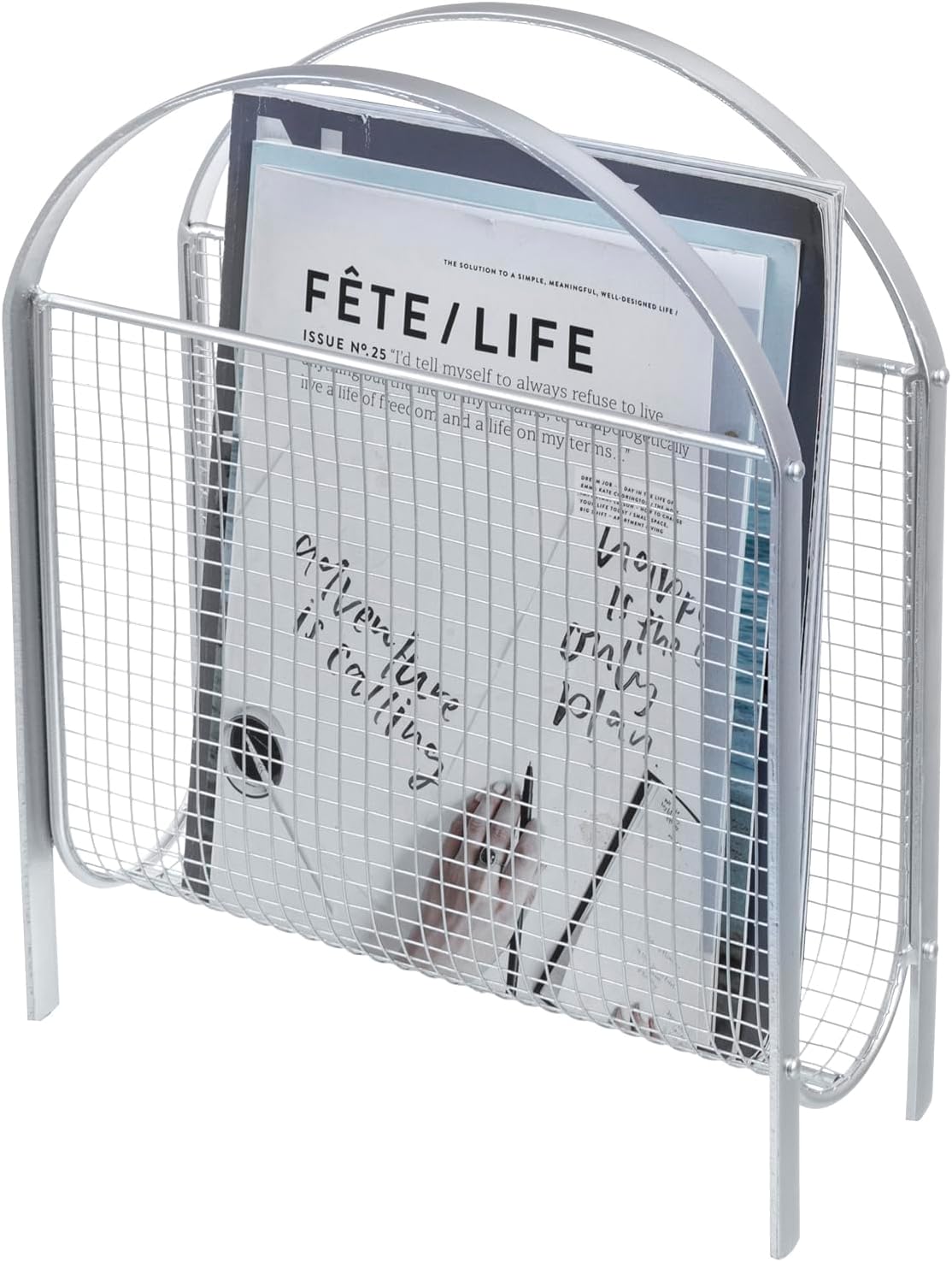 MyGift Magazine Rack, Floor Freestanding Magazine Holder for Bathroom Bedroom Office, Books Newspapers File Mail Organizer, Mid Century Modern Decor Wire Storage for Tablets and Documents
