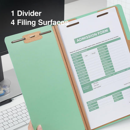 Staples Pressboard Classification Folders, Legal Size, 1‑Divider, 1.75" Expansion, Light Green, Heavy‑Duty Construction – 40/Carton