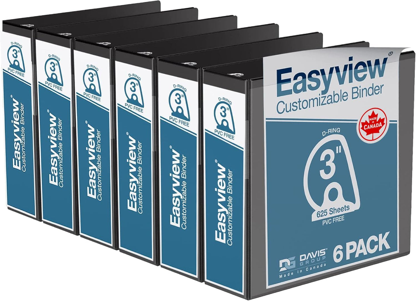 Easyview Premium 3-Ring Binders with Clear-View Covers and D Rings, Binders for School or Office, 5 Inch, Pack of 4, White