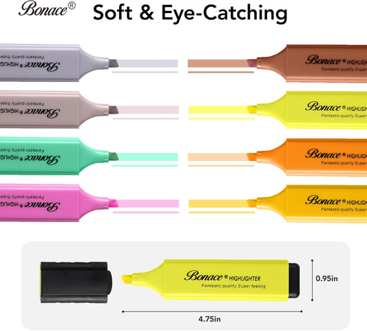 Morandi Highlighters, 8 Colors Highlighter Pens, Chisel Tip, Mini Highlighters,Water Based, Quick Dry, Aesthetic Highlighter for Office