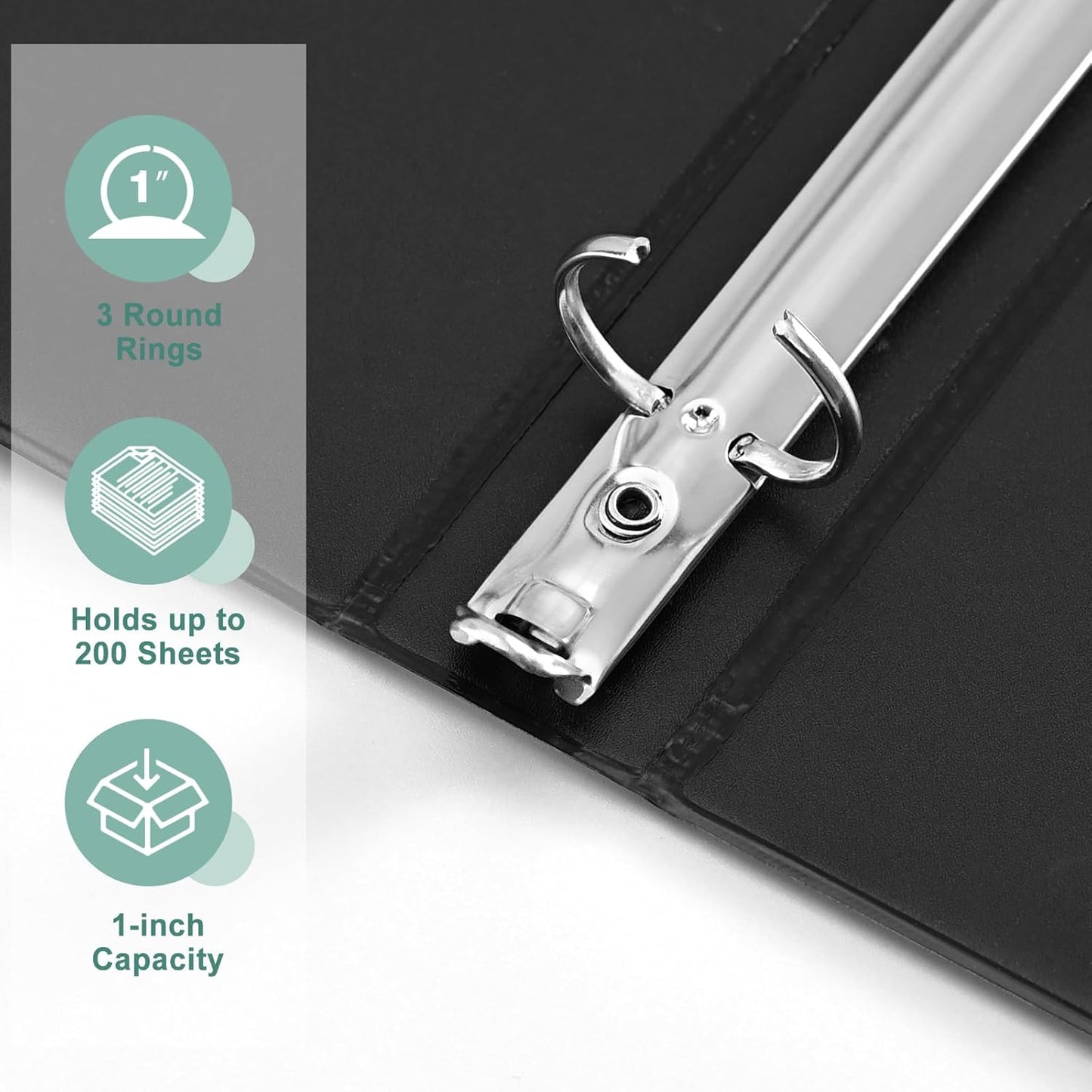 SUIN1-Inch 3-Ring-Binder, Customizable Clear View Cover, for US Letter Size 8-1/2 x 11'', Perfect for Office/School (Black - 12 Packs)