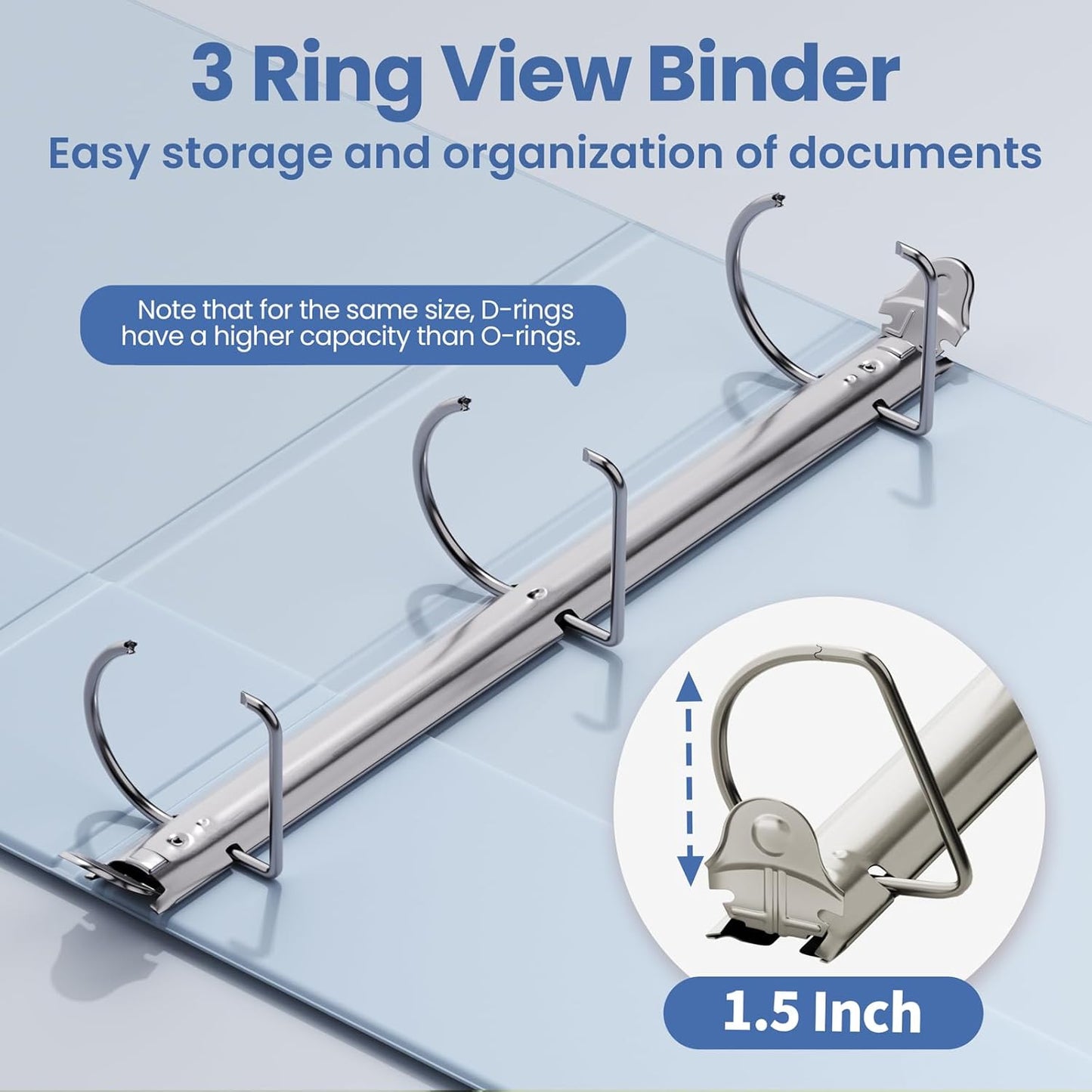 SUNEE 3 Ring Binder 2 Inch, Clear View Binder Three Ring PVC-Free (Fit 8.5x11 Inches) for School or Office Supplies, Light Purple, 1 Pack