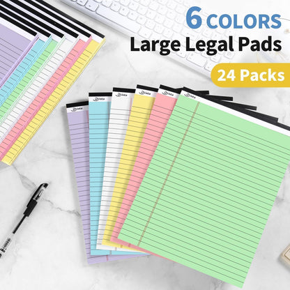 Dynta 24 Pcs 5x8 Note Pads, 1080 Sheets College Ruled Small Writing Pads, 80GSM Heavyweight Colored Paper, 45 Sheets Per Notepad