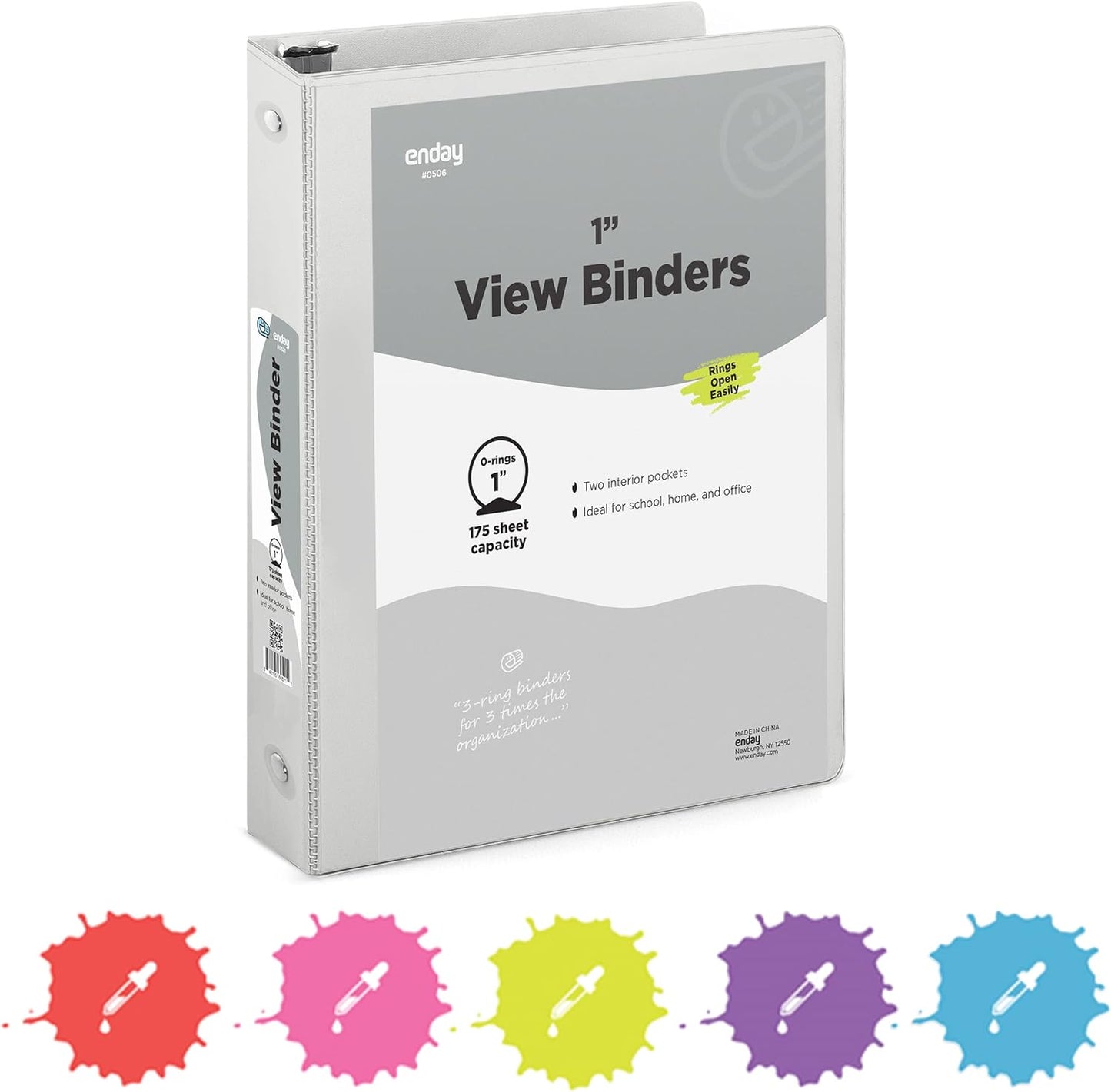 3 Inch Binder 3 Ring Binders Green, Slant D-Ring 3” Clear View Cover with 2 Inside Pockets, Heavy Duty Colored School Supplies Office and Home Binders – By Enday