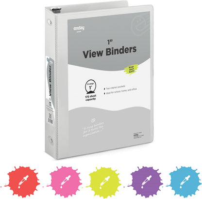3 Inch Binder 3 Ring Binders Green, Slant D-Ring 3” Clear View Cover with 2 Inside Pockets, Heavy Duty Colored School Supplies Office and Home Binders – By Enday