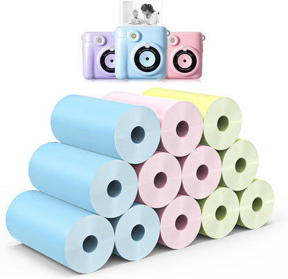 12 Rolls Instant Print Camera for Kids Refill Print Paper - Hikkon Thermal Print Paper Rolls Photo Print HD Printing for Most Kids Instant Camera - Paper Only(White-12)
